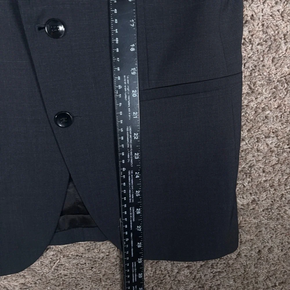 Zara Man Mens Slim Fit Blazer Jacket Charcoal Grey Micro Check Size 38 US 48 EUR